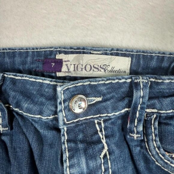 Vigoss Collection Women’s Size 7 Bootcut Jeans Blue Contrast Stitch Mid Rise - Picture 8 of 8